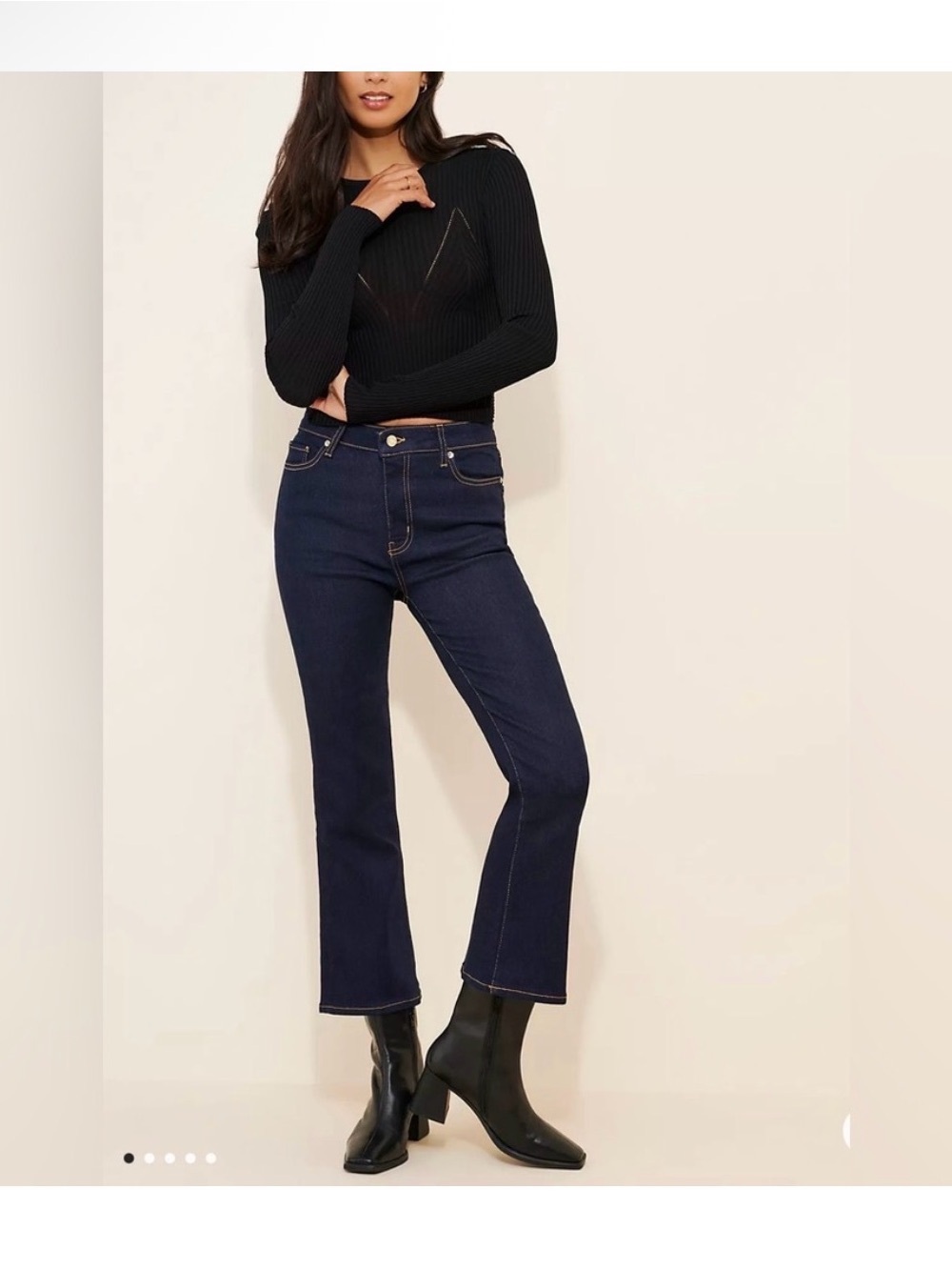 Frame Denim Dark Blue Le Crop Mini Boot Jeans - Picture 1 of 5